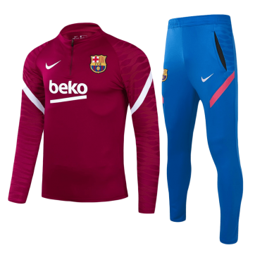 Kids Barcelona Zipper Sweat Kit(Top+Pants) Red 2021/22