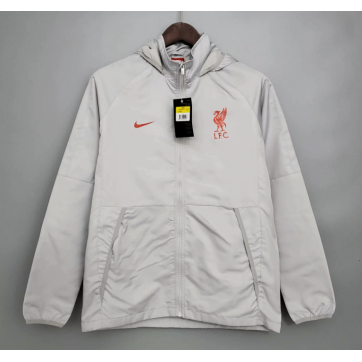 Liverpool Windbreaker Hoodie Jacket White 2021/22